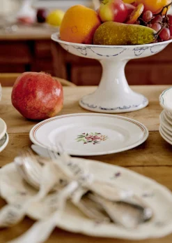 Sezane Assiettes à Dessert Anciennes, Crème Fleuries- La Sélection Vintage