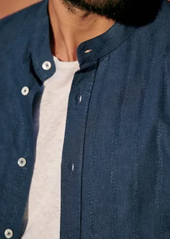 Sezane Chemise Benny Coton Lin- Chemises col mao|Chemises rayures