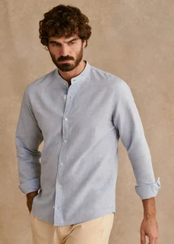 Sezane Chemise Benny Coton Lin- Chemises col mao|Chemises rayures