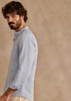 Sezane Chemise Benny Coton Lin- Chemises col mao|Chemises rayures