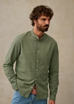Sezane Chemise Benny Coton Lin- Chemises col mao|Chemises rayures