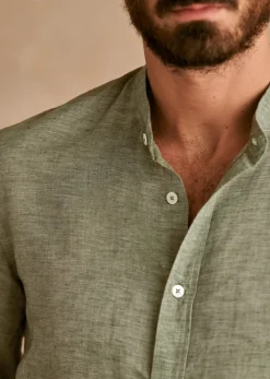 Sezane Chemise Benny Coton Lin- Chemises col mao|Chemises rayures