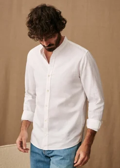 Sezane Chemise Benny Coton Lin- Chemises col mao|Chemises rayures