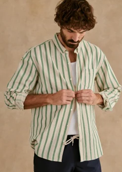Sezane Chemise Charlie Coton Lin- Chemises rayures|Chemises coton lin