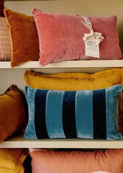 Sezane Coussin Rayures Velours - Petit Modèle- Les Tissus