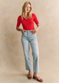Sezane Pantalon L'iconique Droit- Denim|Denim
