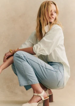 Sezane Pantalon L'iconique Droit- Denim|Denim