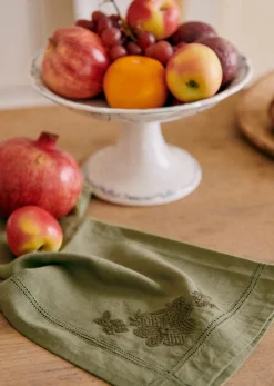 Sezane Set De 4 Serviettes - Fleurs Brodées- Les Tissus|La Vaisselle