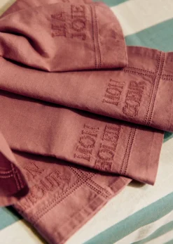 Sezane Set De 4 Serviettes - Les Mots Brodés- Les Tissus|La Vaisselle