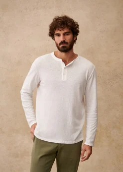 Sezane T-Shirt Gordon- T-Shirts coton lin|Col tunisien