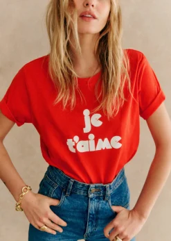 Sezane T-Shirt Je T'aime - Création Rose- T-shirts