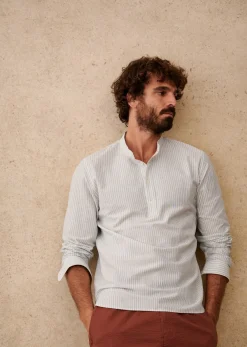 Sezane Tunique Buster- Chemises col mao|Chemises rayures