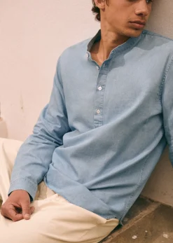 Sezane Tunique Buster Denim- Denim|Chemises denim