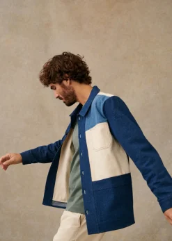 Sezane Veste Will Patchwork- Denim