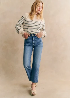 Sezane Pantalon L'iconique Droit- Denim|Denim
